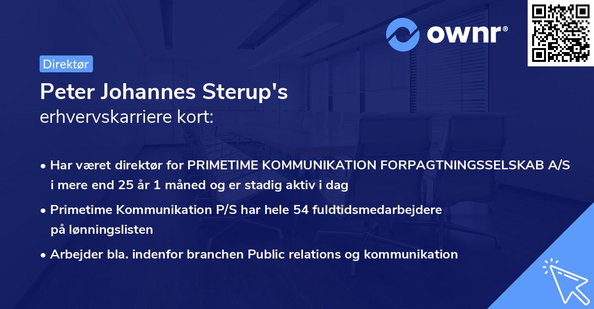 Peter Johannes Sterup's erhvervskarriere kort