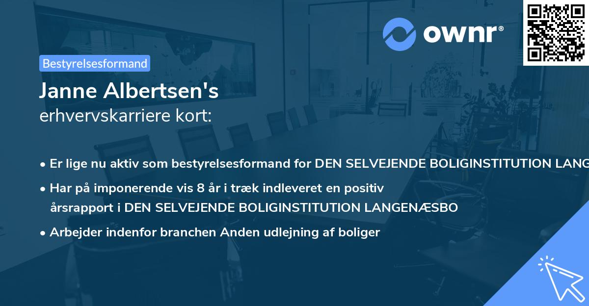 Janne Albertsen's erhvervskarriere kort
