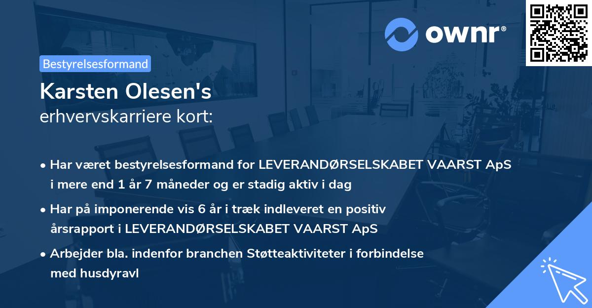 Karsten Olesen's erhvervskarriere kort