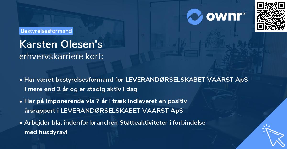 Karsten Olesen's erhvervskarriere kort