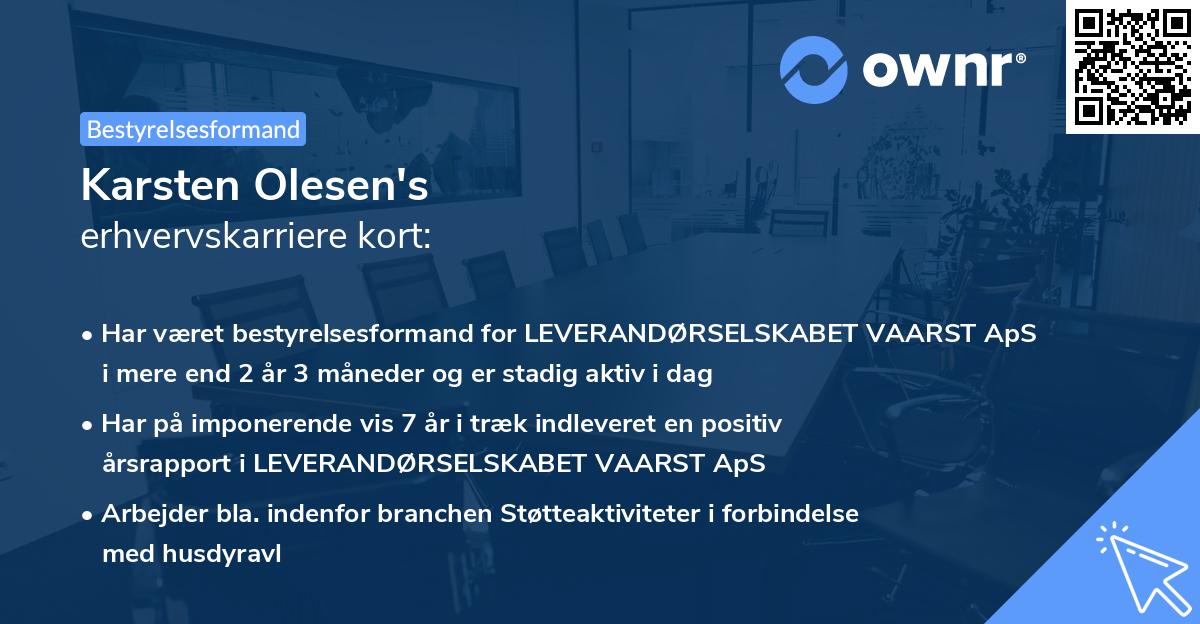 Karsten Olesen's erhvervskarriere kort