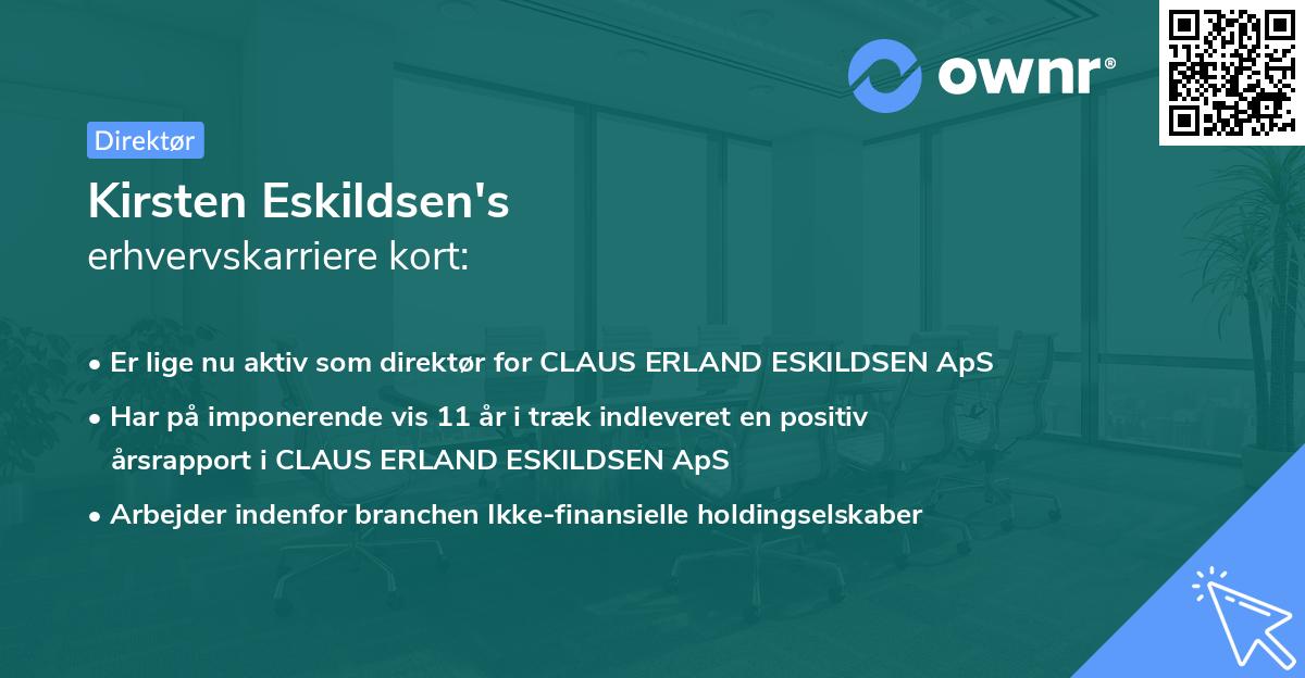 Kirsten Eskildsen's erhvervskarriere kort