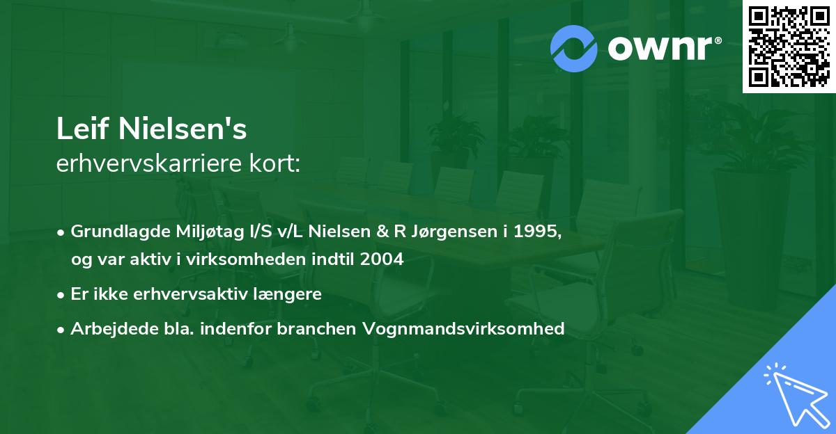 Leif Nielsen's erhvervskarriere kort