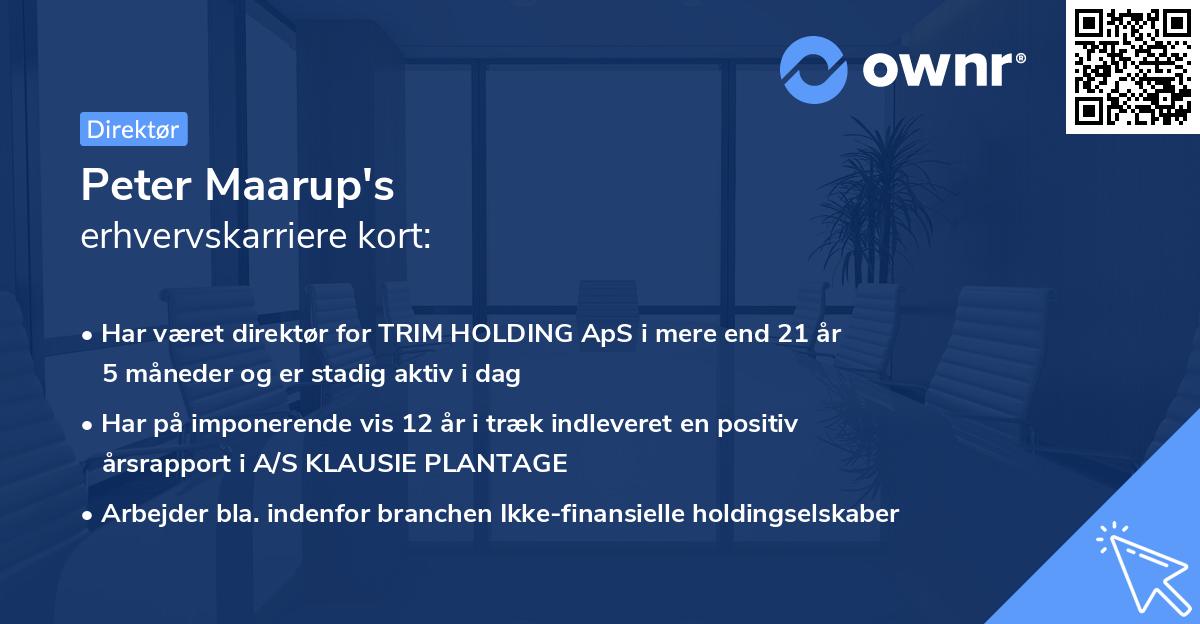 Peter Maarup's erhvervskarriere kort