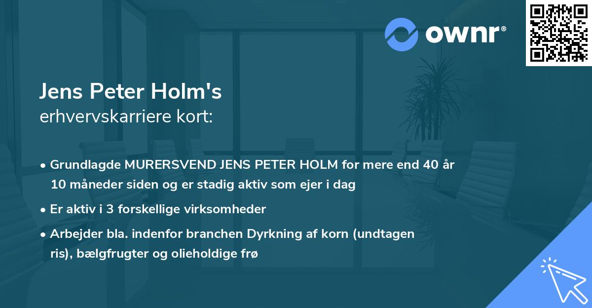 Jens Peter Holm's erhvervskarriere kort