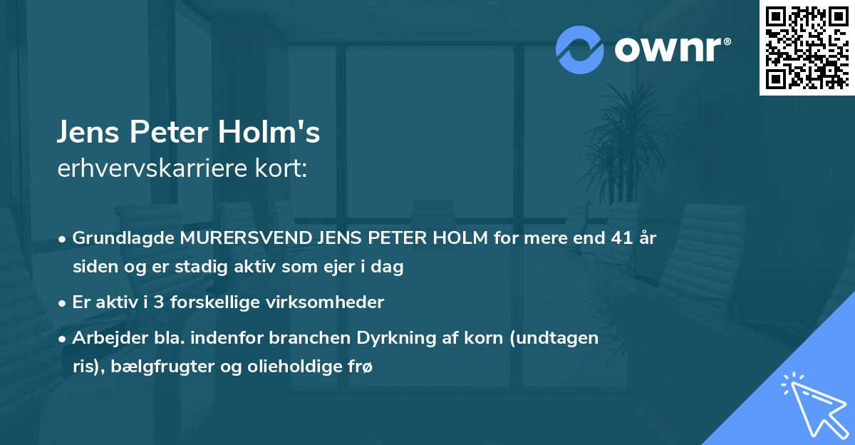 Jens Peter Holm's erhvervskarriere kort