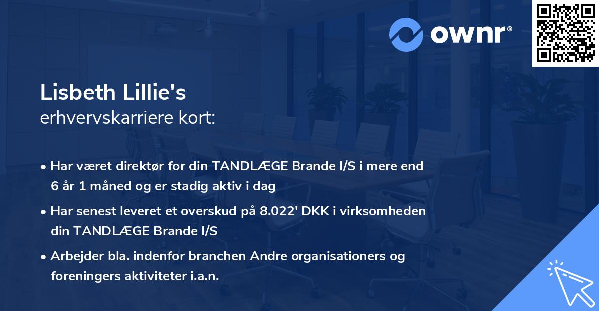 Lisbeth Lillie's erhvervskarriere kort