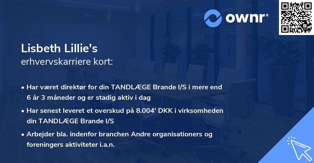 Lisbeth Lillie's erhvervskarriere kort