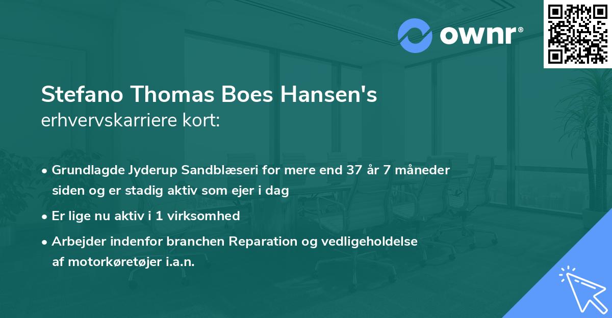 Stefano Thomas Boes Hansen's erhvervskarriere kort