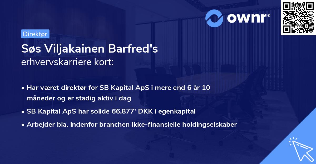 Søs Viljakainen Barfred's erhvervskarriere kort