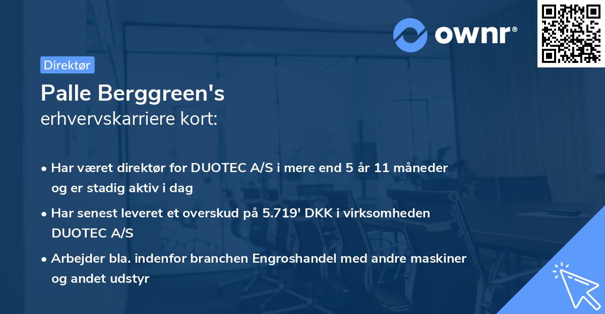Palle Berggreen's erhvervskarriere kort