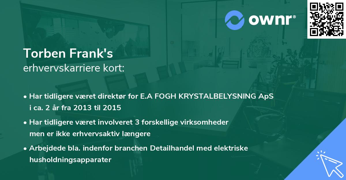 Torben Frank's erhvervskarriere kort
