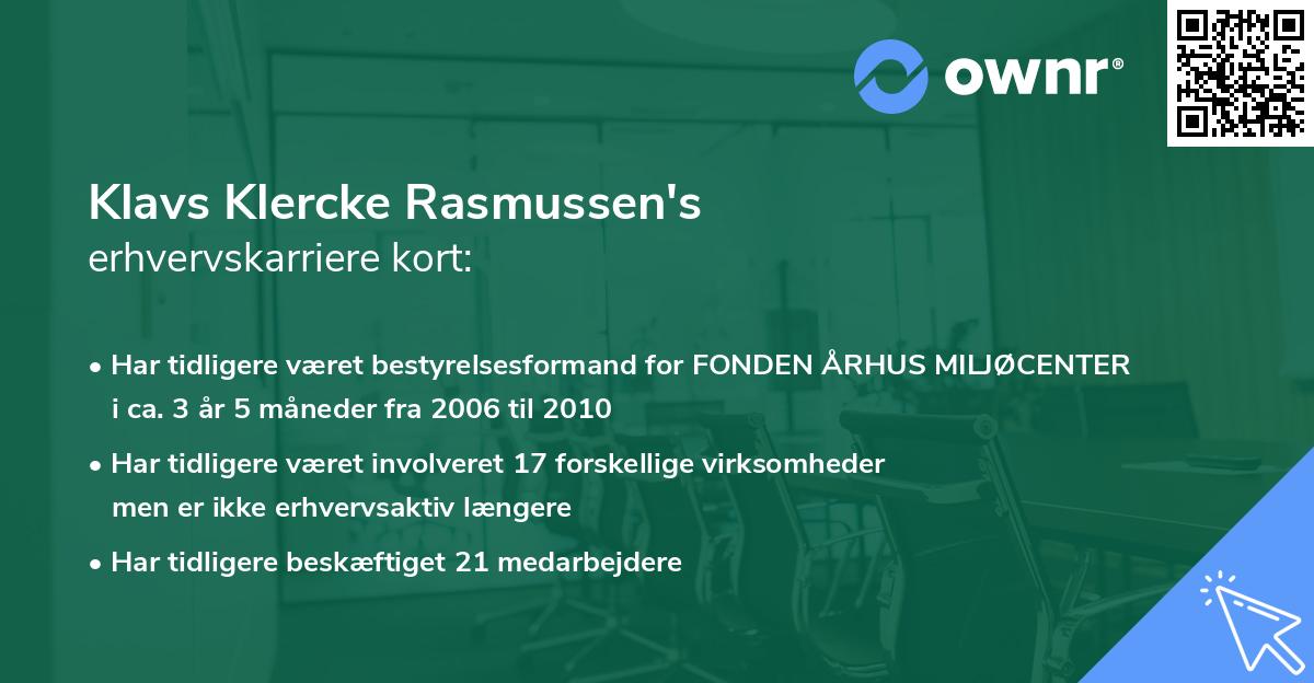 Klavs Klercke Rasmussen's erhvervskarriere kort