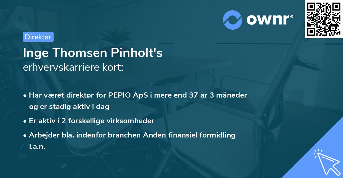 Inge Thomsen Pinholt's erhvervskarriere kort