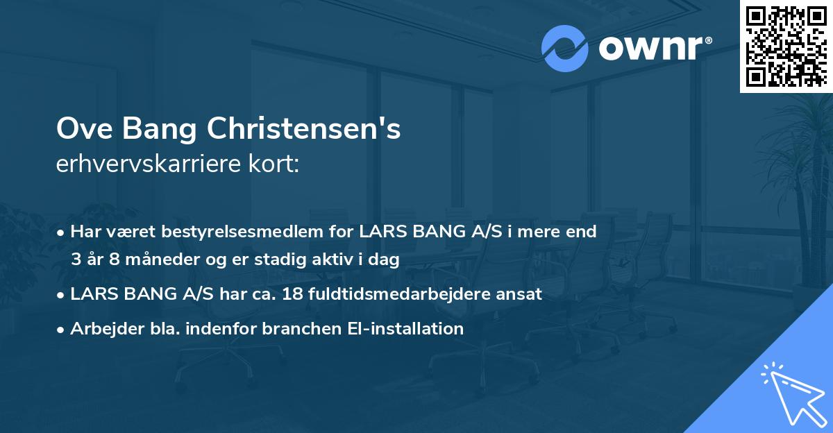 Ove Bang Christensen's erhvervskarriere kort