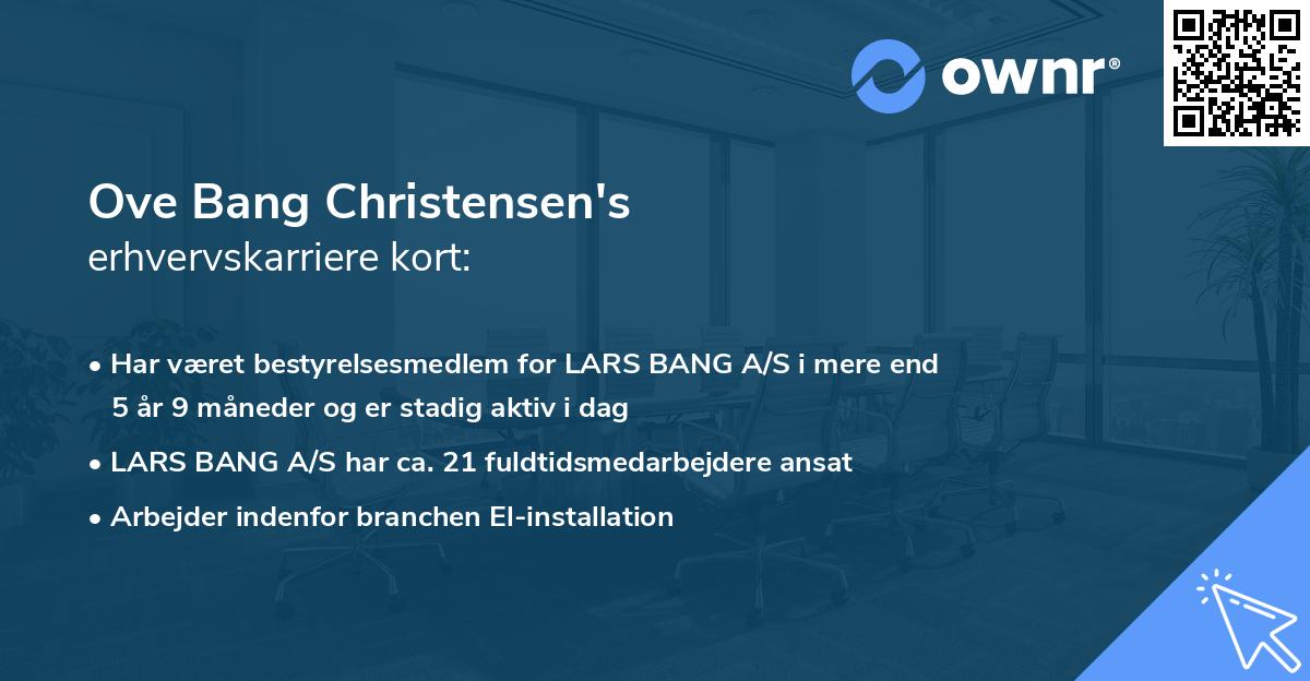 Ove Bang Christensen's erhvervskarriere kort