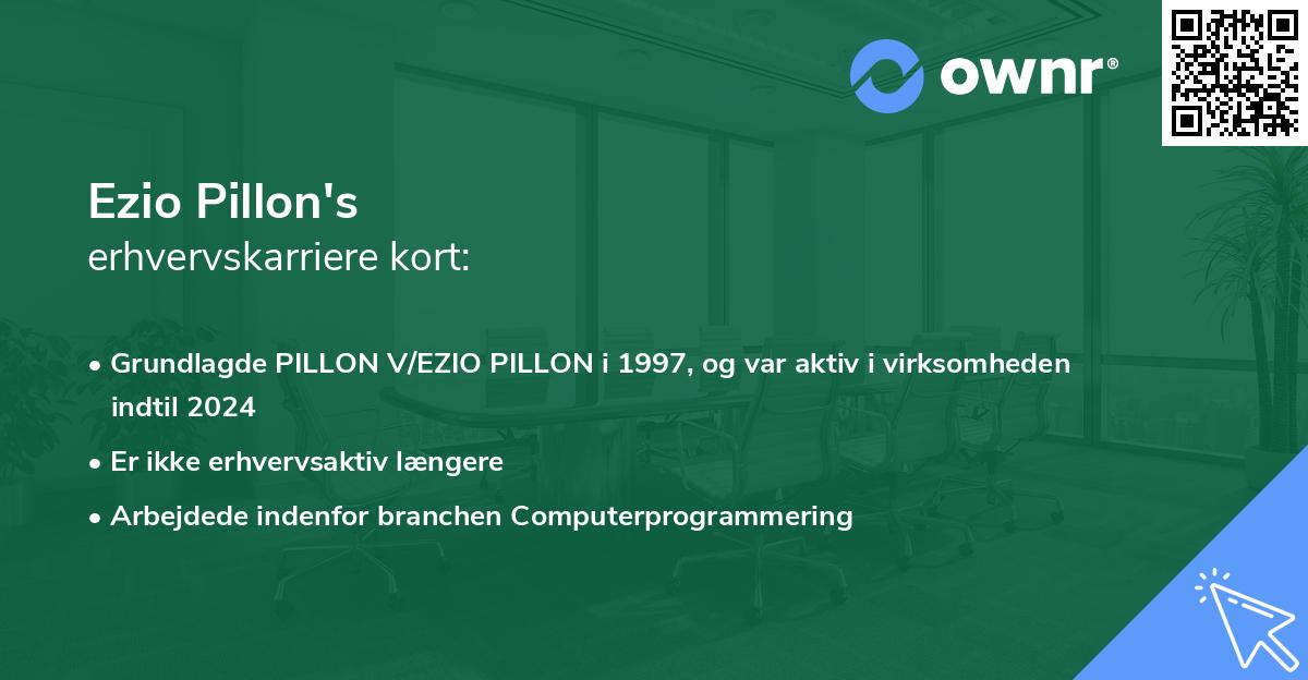 Ezio Pillon's erhvervskarriere kort
