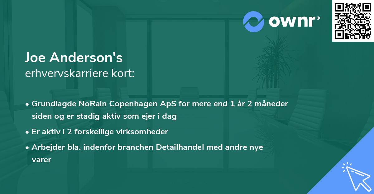 Joe Anderson's erhvervskarriere kort
