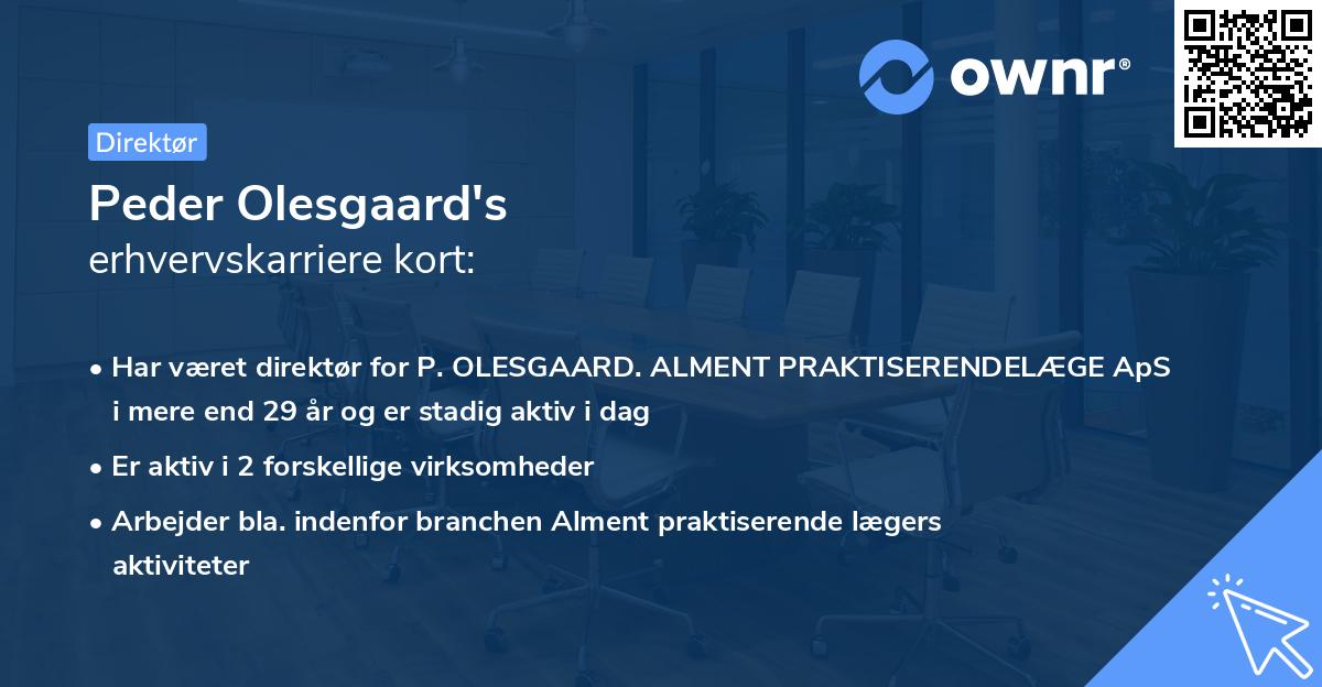 Peder Olesgaard's erhvervskarriere kort