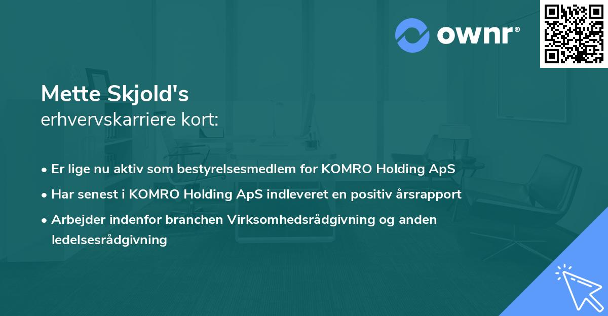 Mette Skjold's erhvervskarriere kort