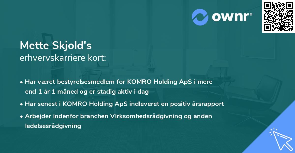 Mette Skjold's erhvervskarriere kort