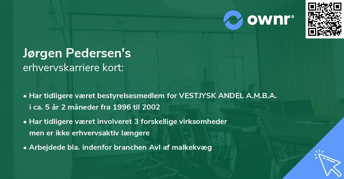 Jørgen Pedersen's erhvervskarriere kort
