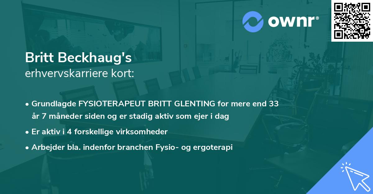 Britt Beckhaug's erhvervskarriere kort