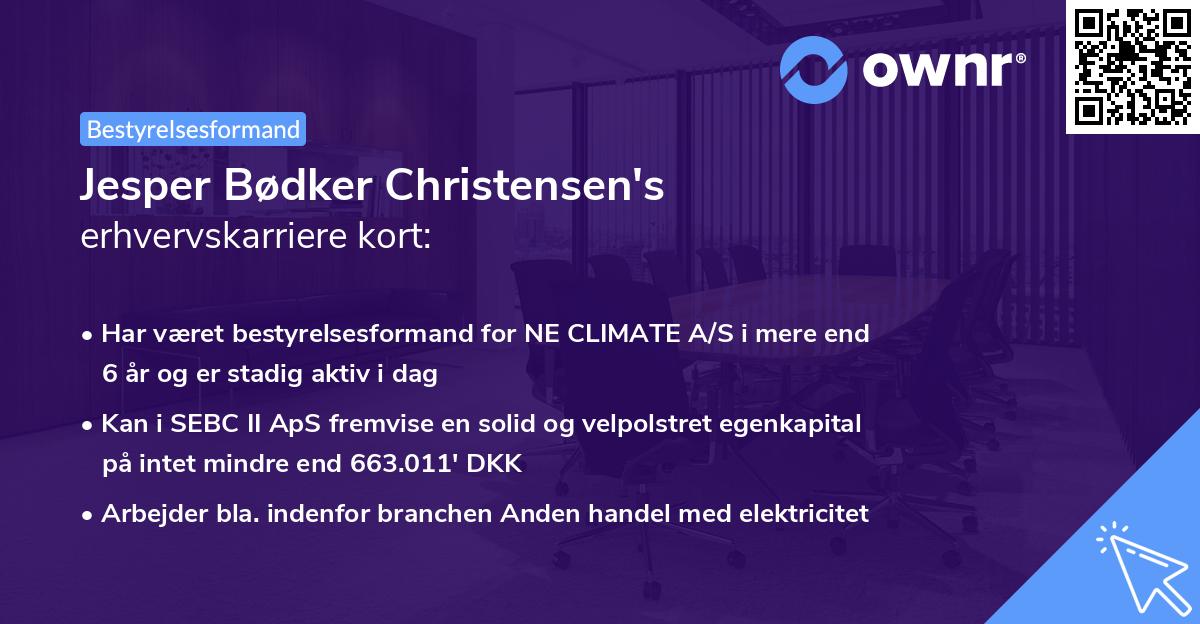Jesper Bødker Christensen's erhvervskarriere kort