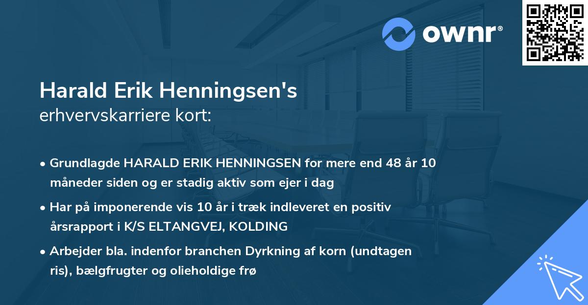 Harald Erik Henningsen's erhvervskarriere kort