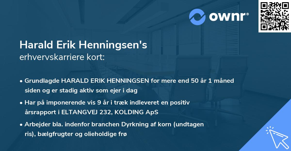 Harald Erik Henningsen's erhvervskarriere kort
