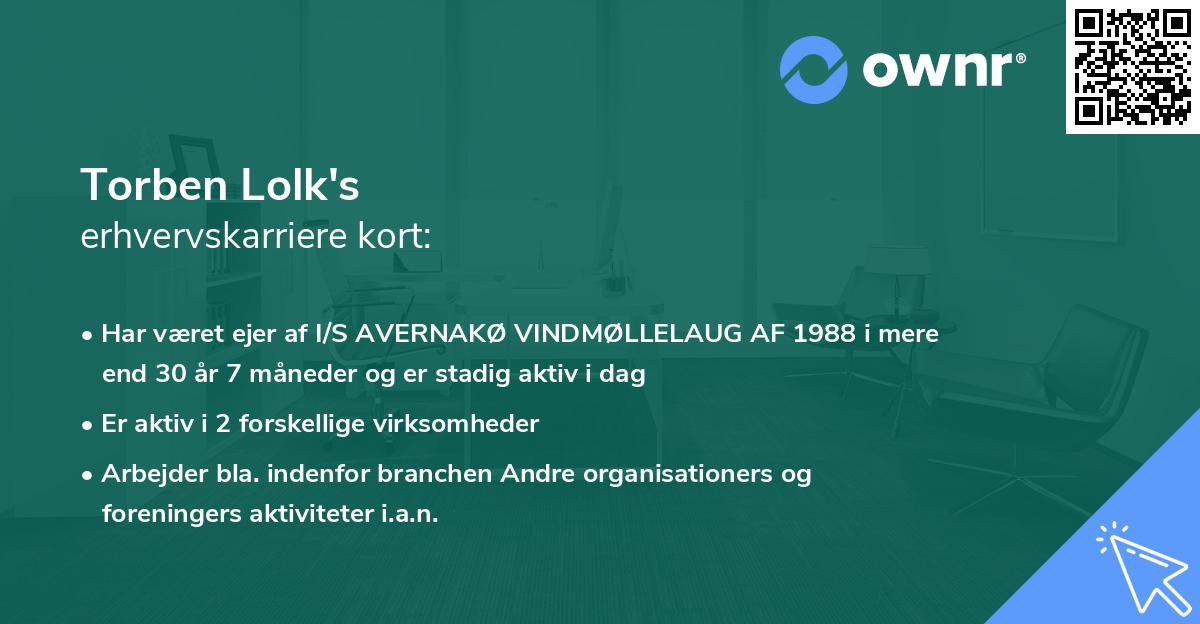 Torben Lolk's erhvervskarriere kort