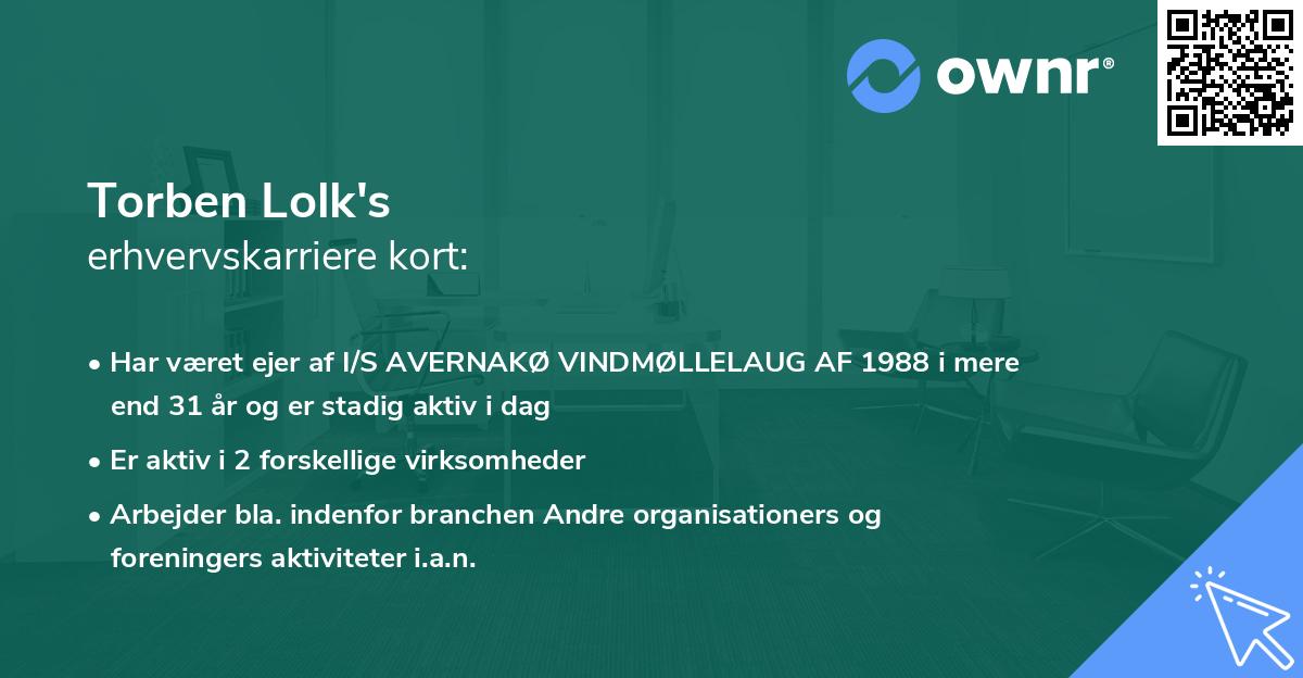 Torben Lolk's erhvervskarriere kort