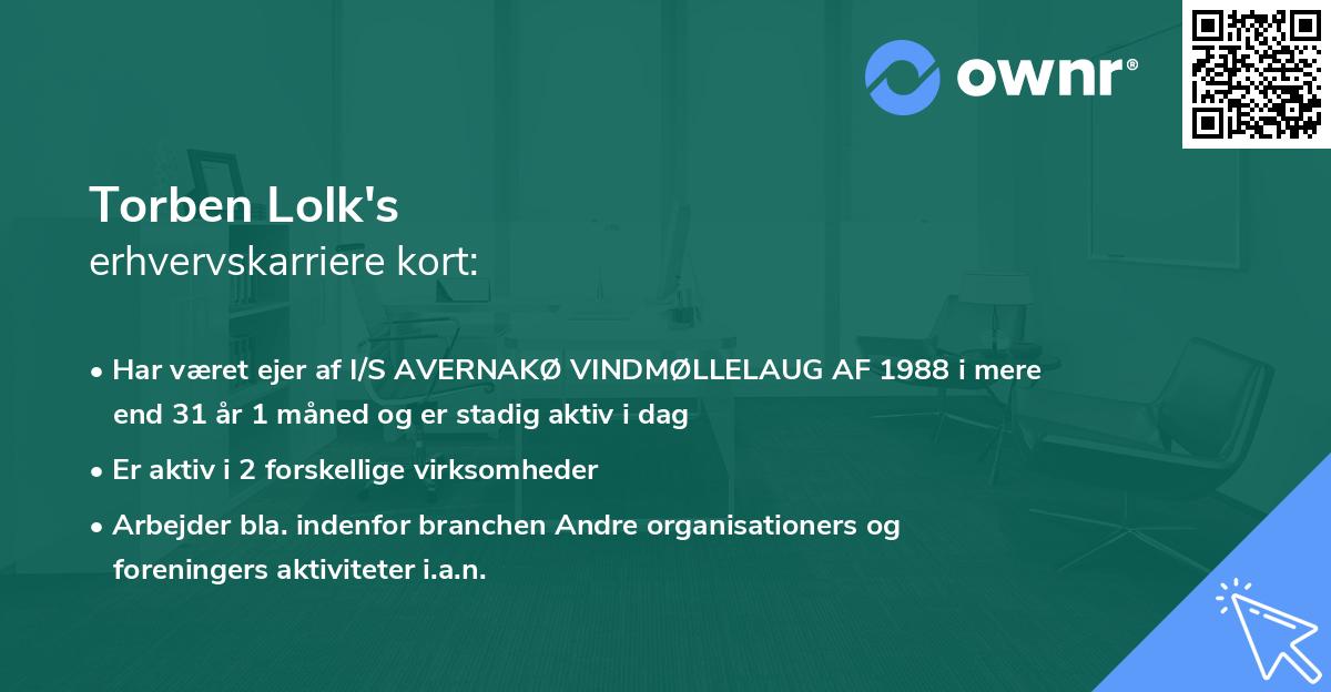 Torben Lolk's erhvervskarriere kort