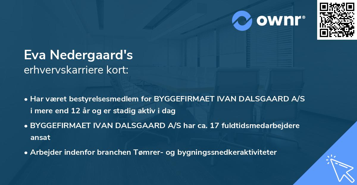 Eva Nedergaard's erhvervskarriere kort