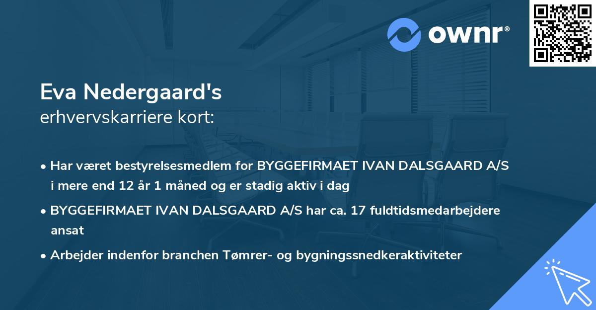 Eva Nedergaard's erhvervskarriere kort
