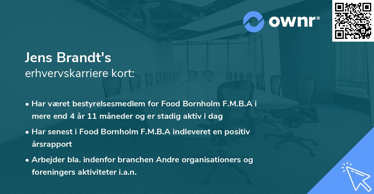 Jens Brandt's erhvervskarriere kort
