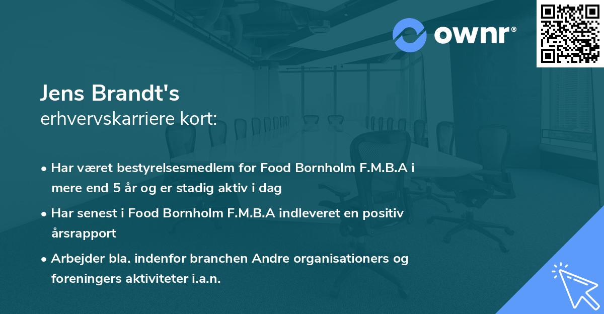 Jens Brandt's erhvervskarriere kort