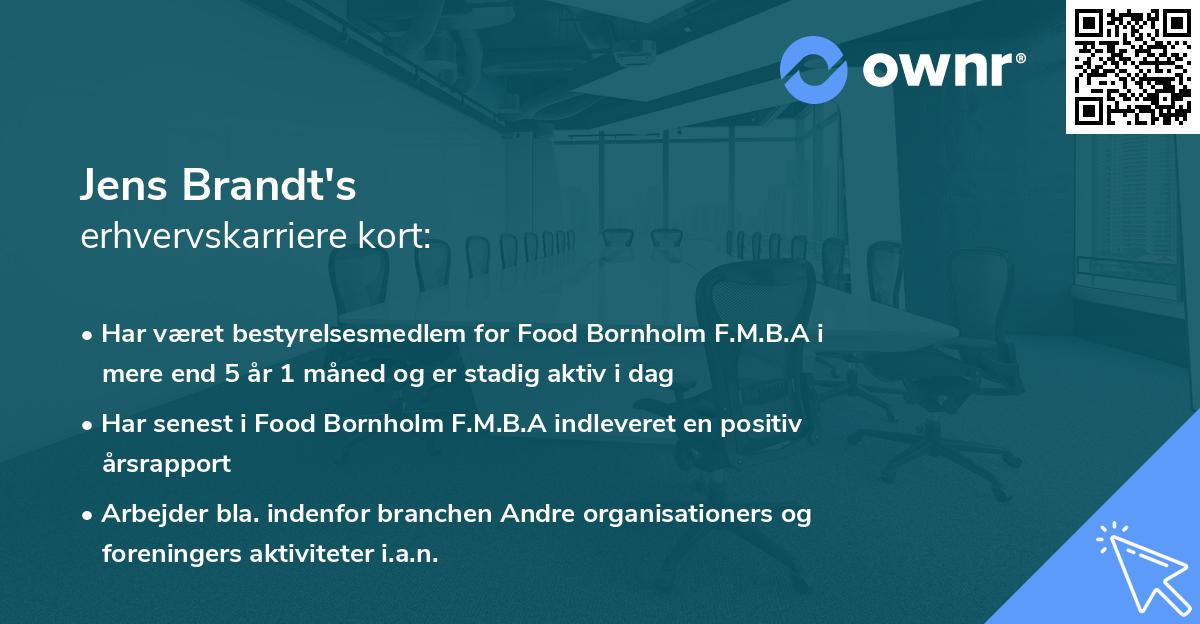 Jens Brandt's erhvervskarriere kort