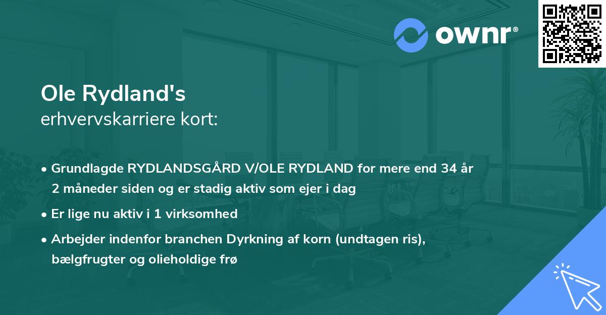Ole Rydland's erhvervskarriere kort
