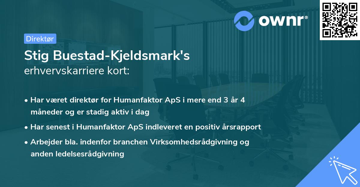Stig Buestad-Kjeldsmark's erhvervskarriere kort