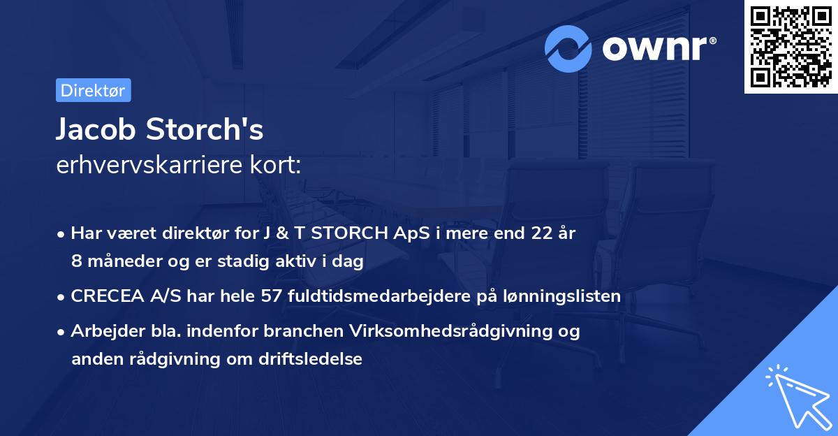 Jacob Storch's erhvervskarriere kort