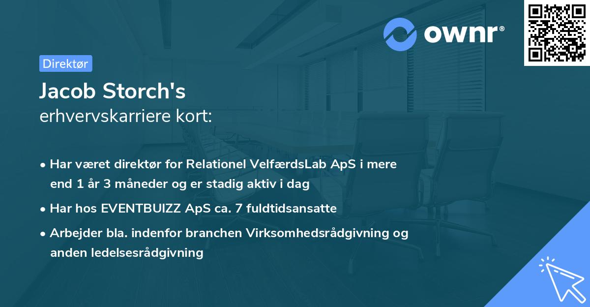 Jacob Storch's erhvervskarriere kort