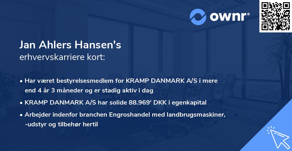 Jan Ahlers Hansen's erhvervskarriere kort