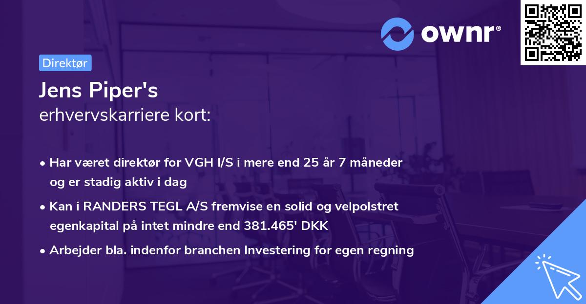 Jens Piper's erhvervskarriere kort