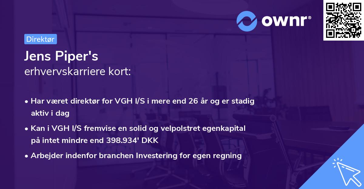 Jens Piper's erhvervskarriere kort
