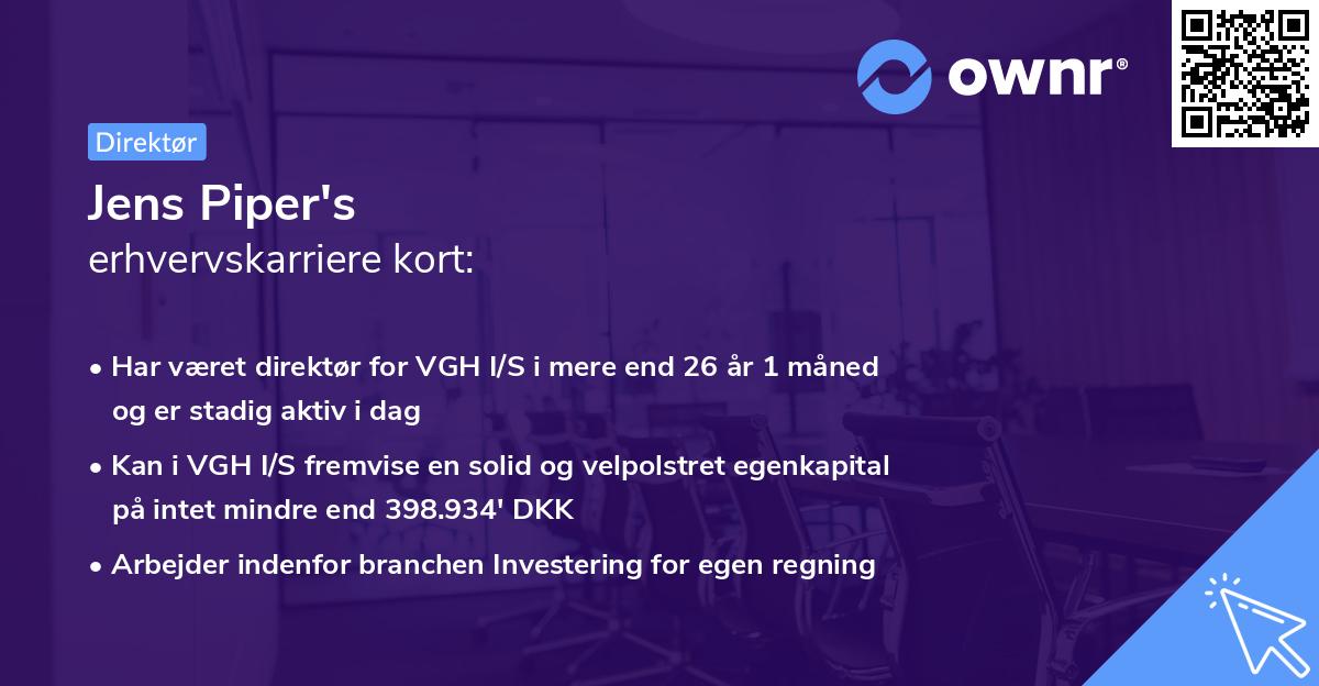 Jens Piper's erhvervskarriere kort