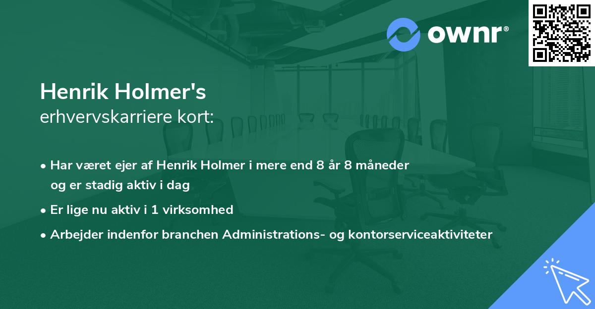Henrik Holmer's erhvervskarriere kort