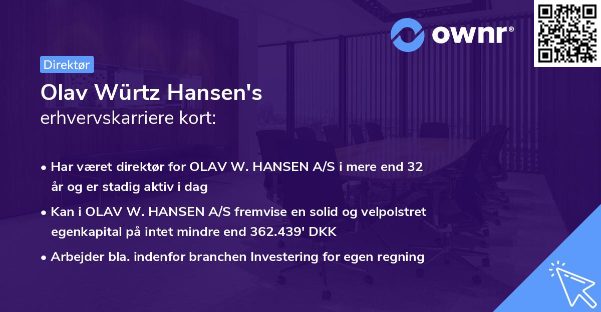 Olav Würtz Hansen's erhvervskarriere kort