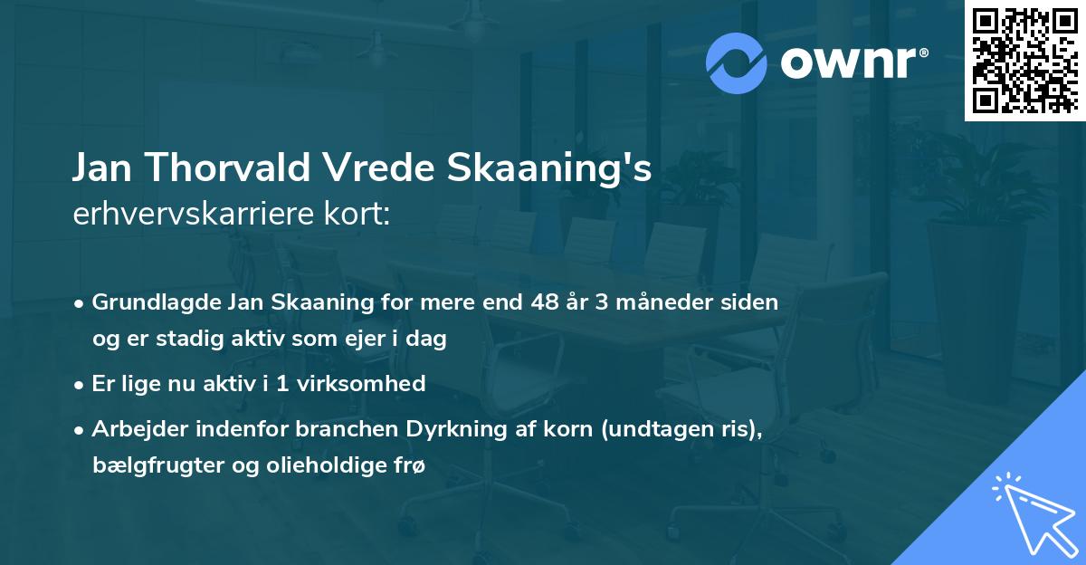 Jan Thorvald Vrede Skaaning's erhvervskarriere kort