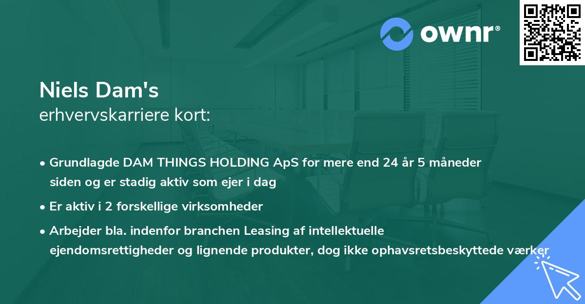 Niels Dam's erhvervskarriere kort